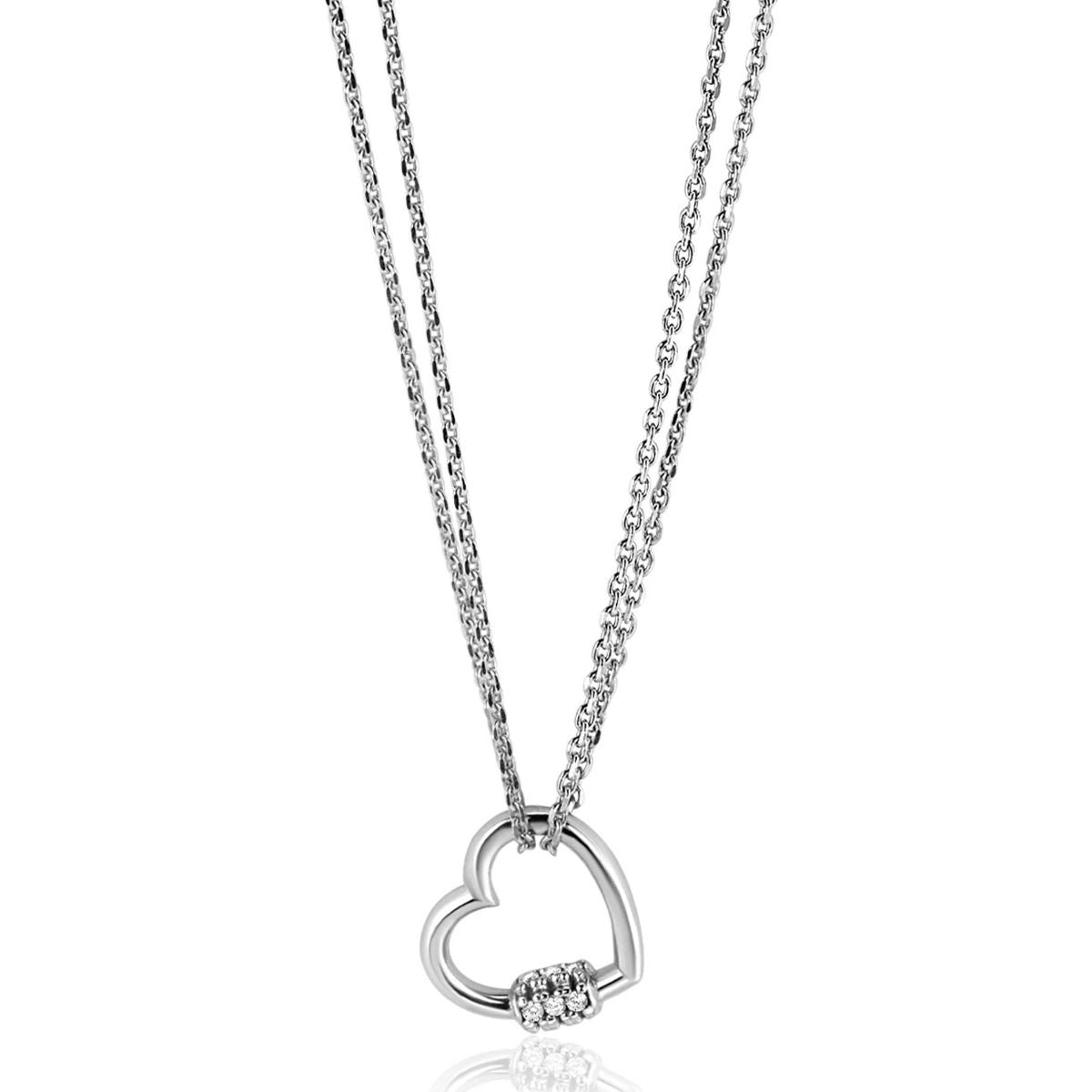 Zinzi zilveren ketting 45cm hart met zirkonia 40-45cm ZIC2507, exclusief en kwalitatief hoogwaardig. Ontdek nu!