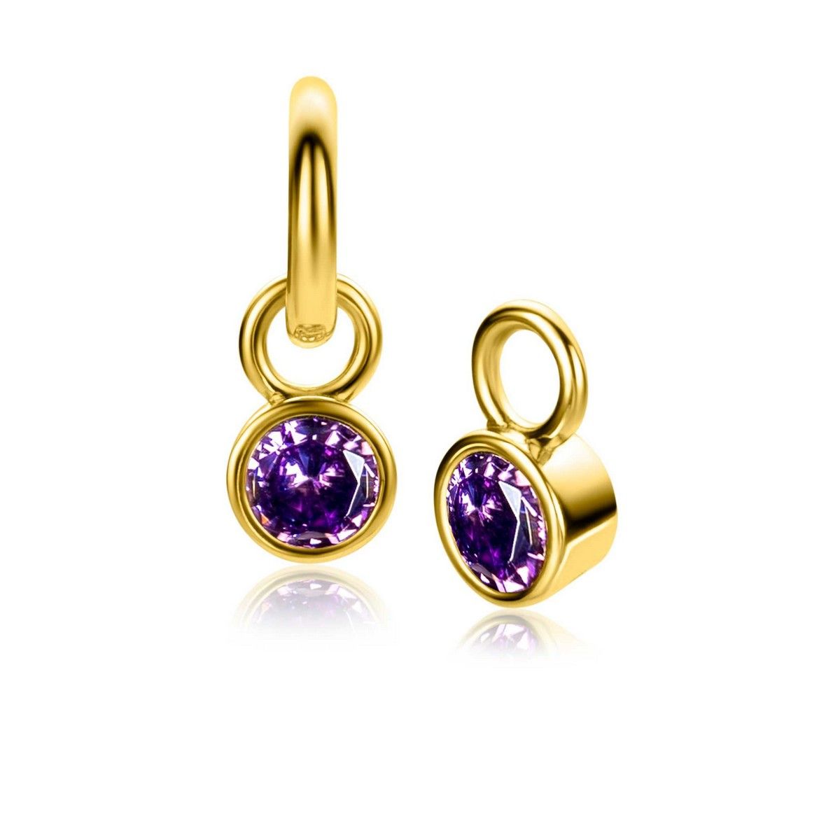 Zinzi ZICH-FEB - Gold Plated Oorbedels Met Geboortesteen Februari, exclusief en kwalitatief hoogwaardig. Ontdek nu!