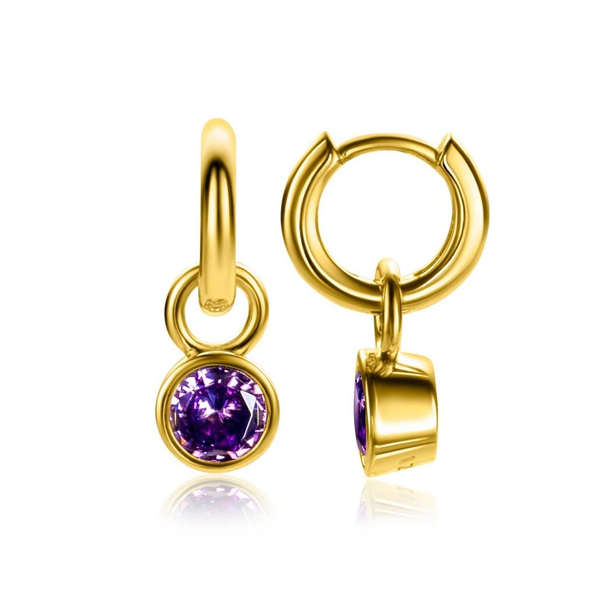 Zinzi ZICH-FEB - Gold Plated Oorbedels Met Geboortesteen Februari, exclusief en kwalitatief hoogwaardig. Ontdek nu!
