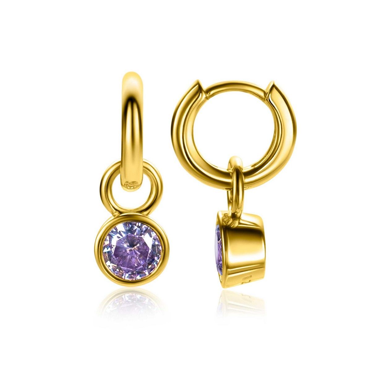 Zinzi ZICH-JUN - Gold Plated Oorbedels Lichtpaarse Geboortesteen Juni, exclusief en kwalitatief hoogwaardig. Ontdek nu!