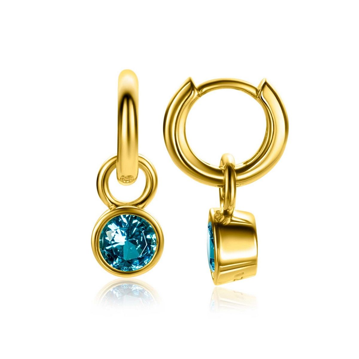 Zinzi ZICH-MRT - Gold Plated Oorbedels met Blauwe Geboortesteen Maart, exclusief en kwalitatief hoogwaardig. Ontdek nu!