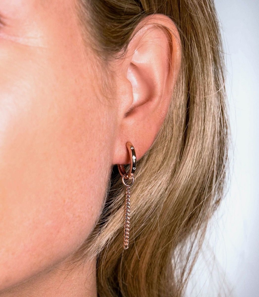 Zinzi zilveren oorbedels roseverguld gourmet ketting 30mm ZICH1694R, exclusief en kwalitatief hoogwaardig. Ontdek nu!