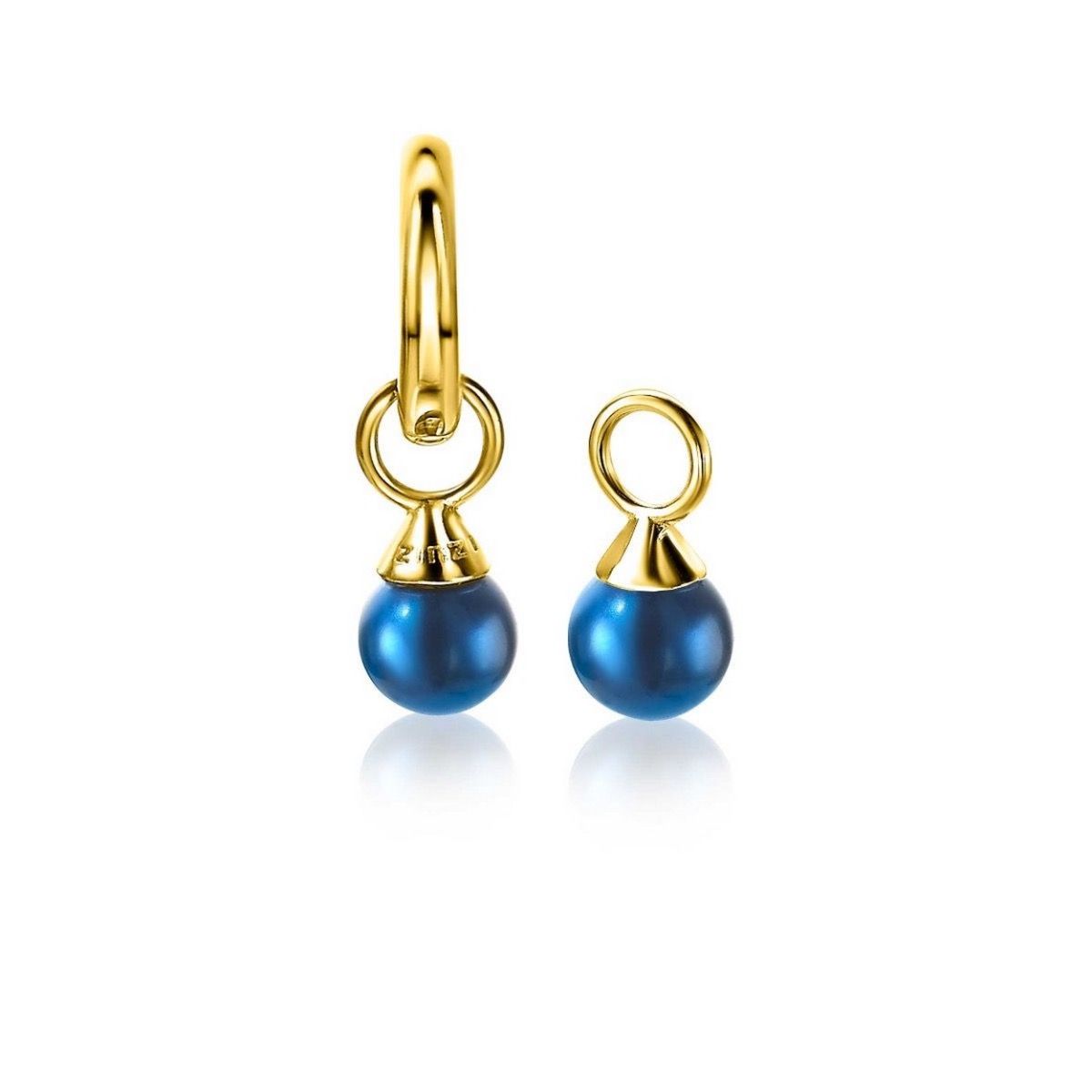 Zinzi gold plated zilveren oorbedels parels blauw 6mm ZICH1749BG (excl. oorringen), exclusief en kwalitatief hoogwaardig. Ontdek nu!