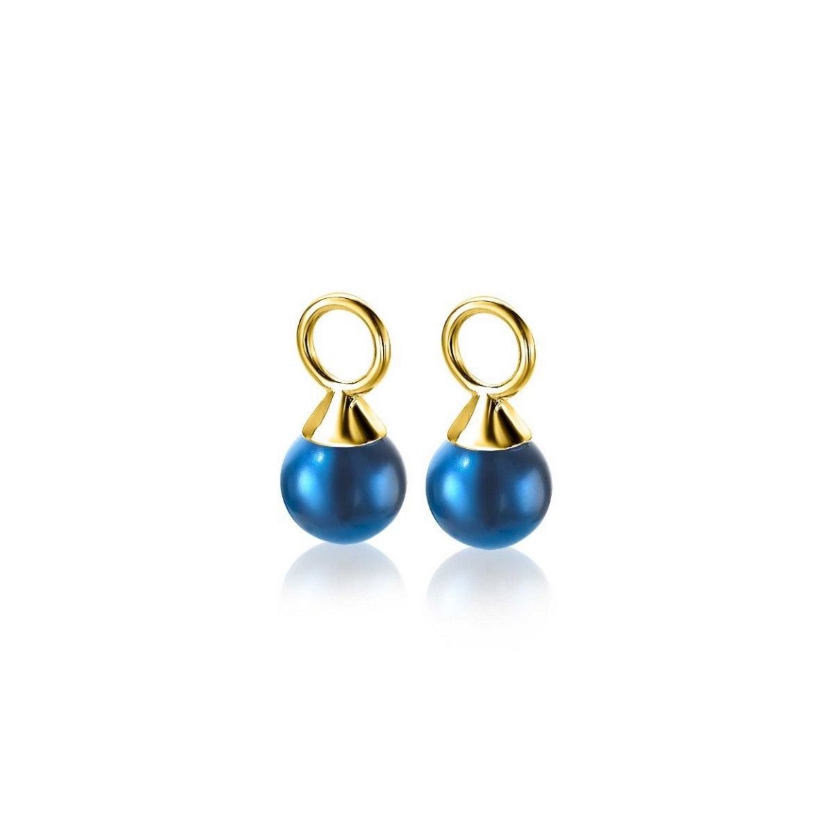 Zinzi gold plated zilveren oorbedels parels blauw 6mm ZICH1749BG (excl. oorringen), exclusief en kwalitatief hoogwaardig. Ontdek nu!