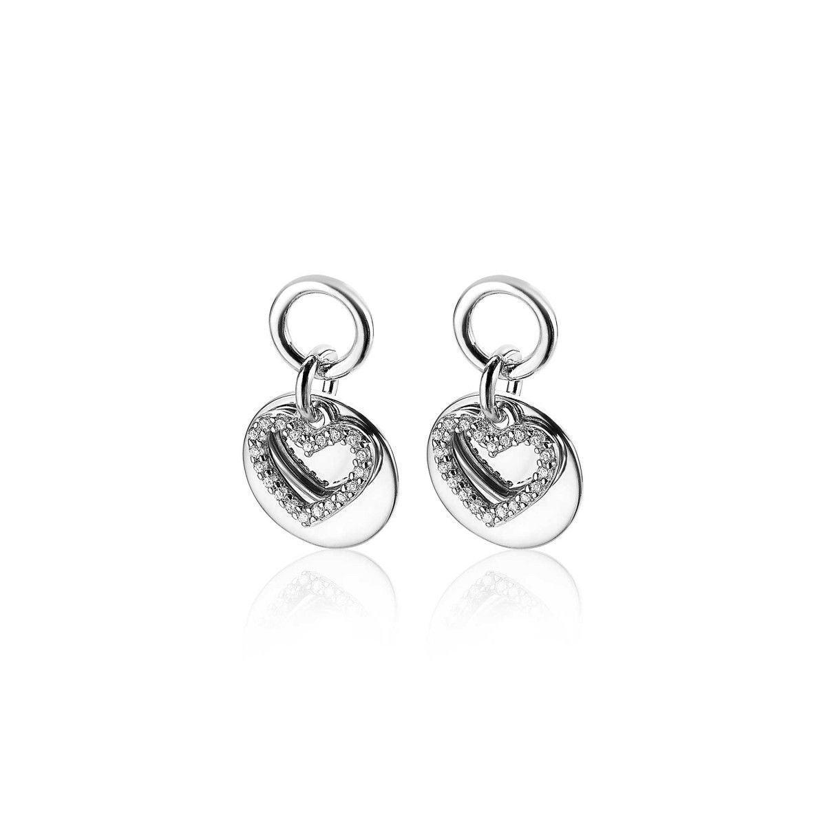 Zinzi zilveren oorbedels dubbel hartje wit 10mm ZICH1767, exclusief en kwalitatief hoogwaardig. Ontdek nu!