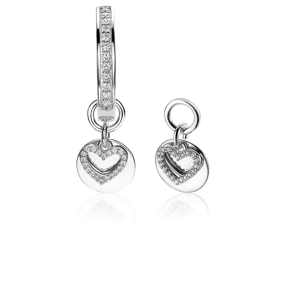 Zinzi zilveren oorbedels dubbel hartje wit 10mm ZICH1767, exclusief en kwalitatief hoogwaardig. Ontdek nu!