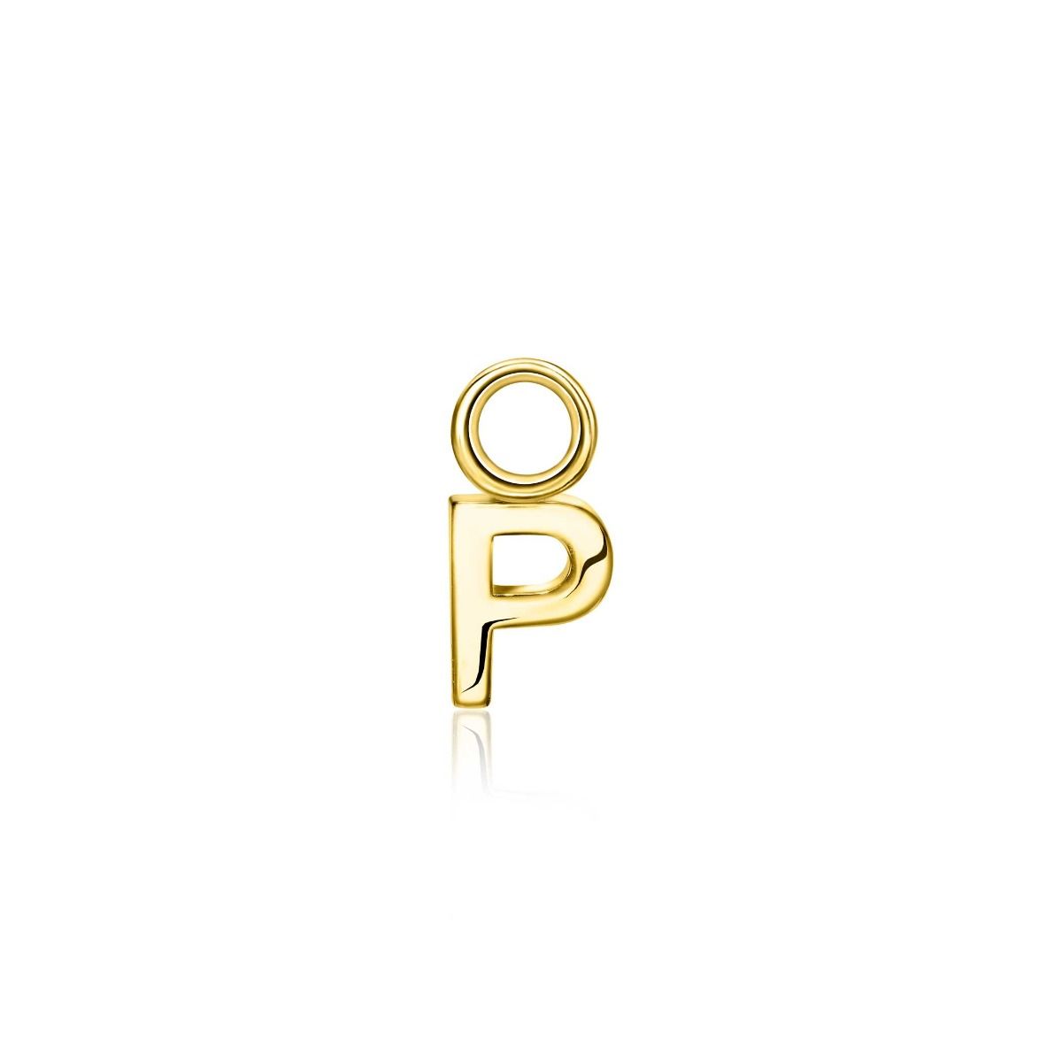 Zinzi zilveren geelvergulde oorbedel letter P ZICH2145P, exclusief en kwalitatief hoogwaardig. Ontdek nu!