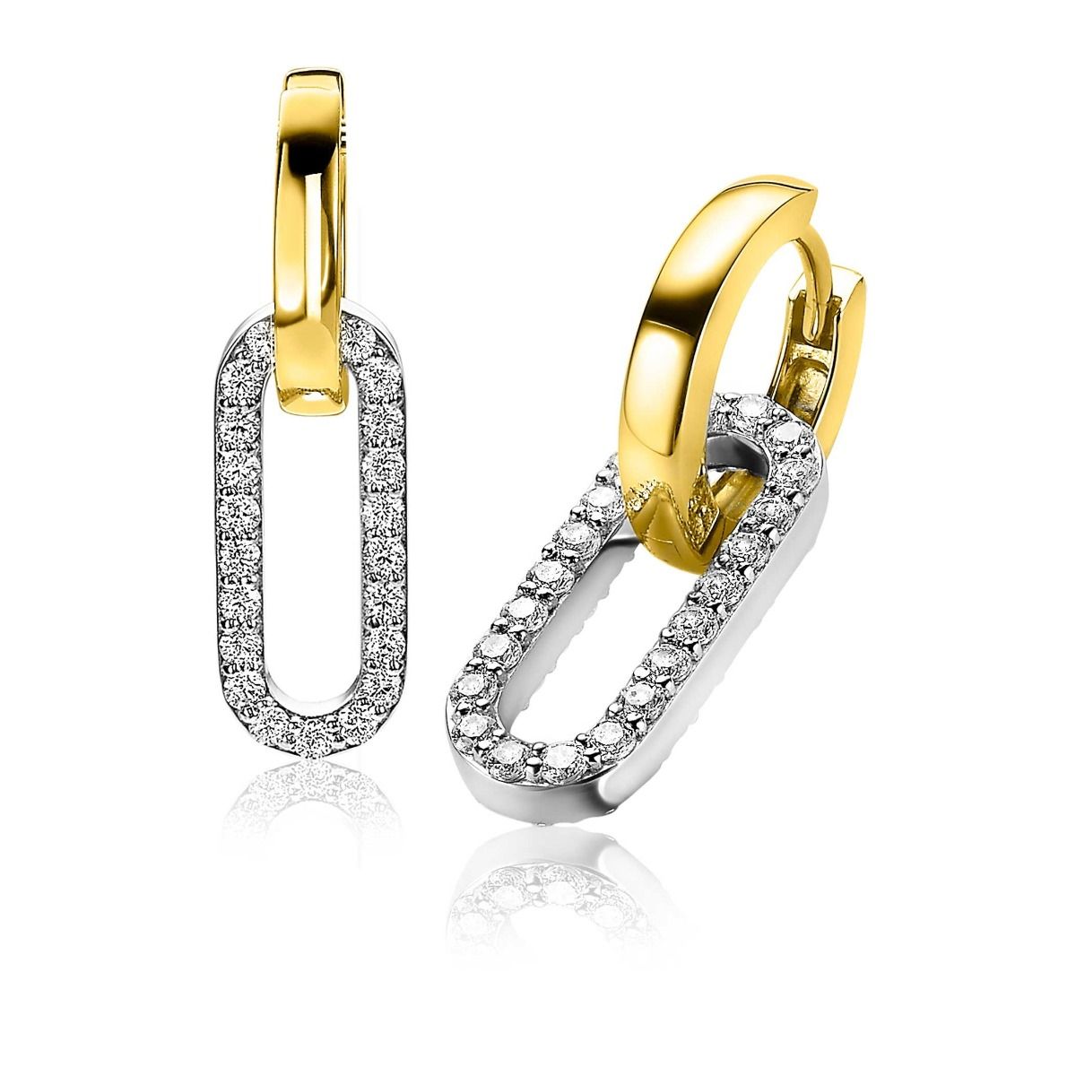Zinzi zilveren oorbedels 20mm ovale vorm witte zirkonia's ZICH2156, exclusief en kwalitatief hoogwaardig. Ontdek nu!