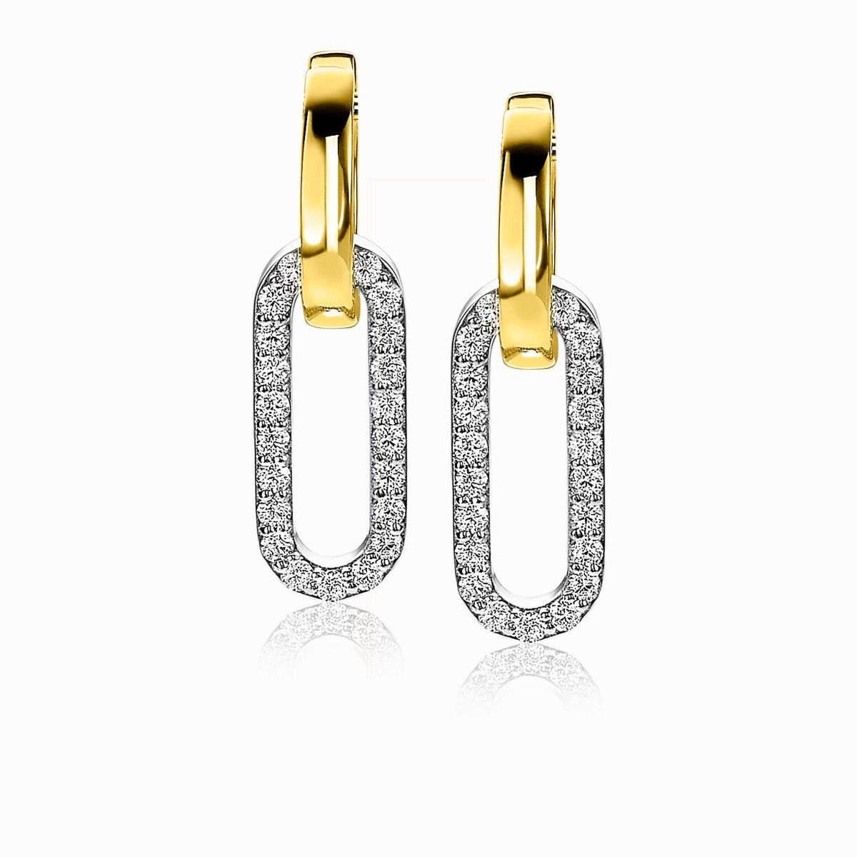 Zinzi zilveren oorbedels 20mm ovale vorm witte zirkonia's ZICH2156, exclusief en kwalitatief hoogwaardig. Ontdek nu!