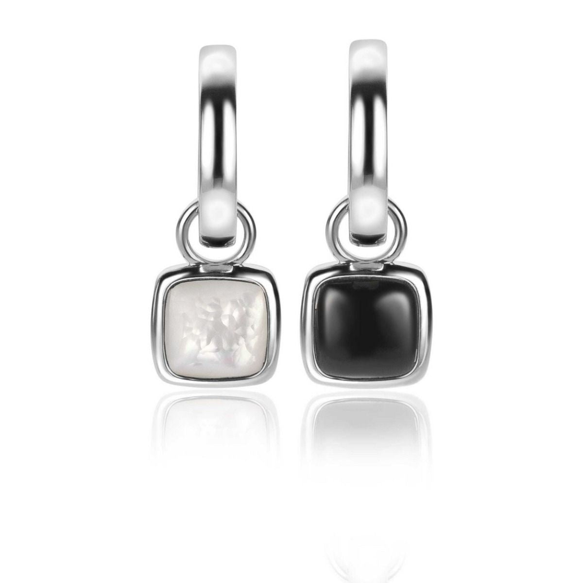 Zinzi zilveren oorbedels vierkant tweezijdig zwarte onyx en witte parelmoer 10mm ZICH2257, exclusief en kwalitatief hoogwaardig. Ontdek nu!