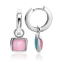 Zinzi zilveren oorbedels vierkant tweezijdig blauw en roze 10mm ZICH2257B (excl. oorringen), exclusief en kwalitatief hoogwaardig. Ontdek nu!