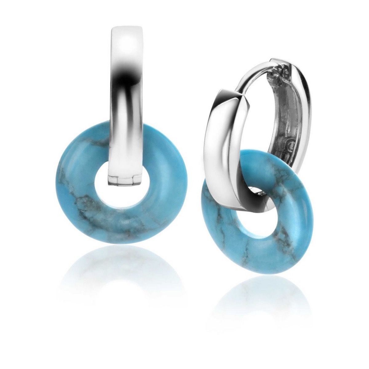 Zinzi oorbedels rond 12mm met turquoise howliet edelsteen ZICH2274T (excl. oorringen), exclusief en kwalitatief hoogwaardig. Ontdek nu!