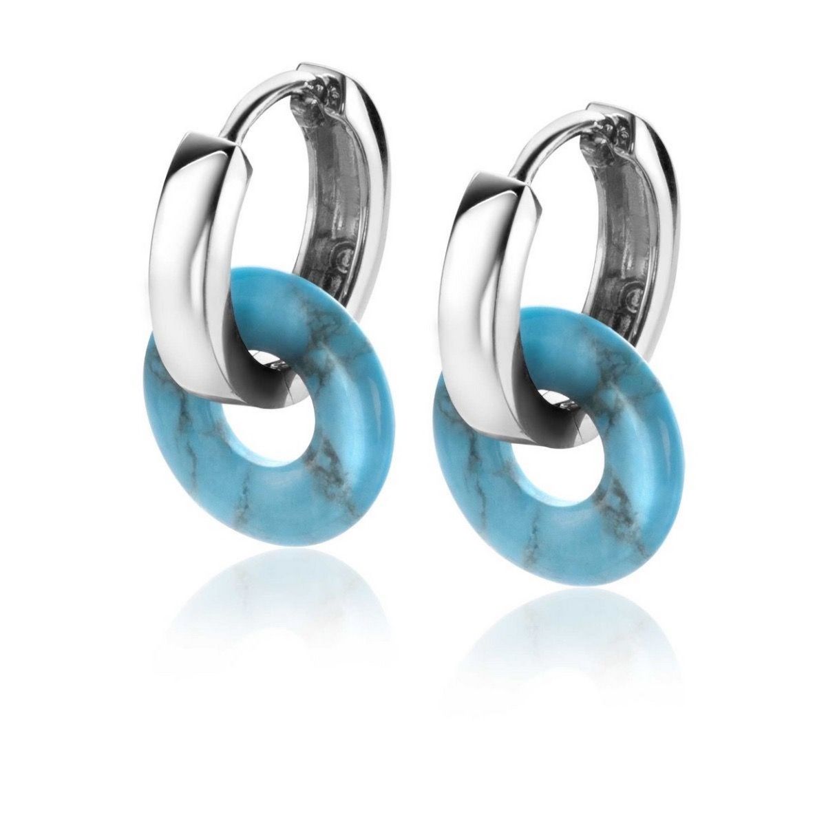 Zinzi oorbedels rond 12mm met turquoise howliet edelsteen ZICH2274T (excl. oorringen), exclusief en kwalitatief hoogwaardig. Ontdek nu!
