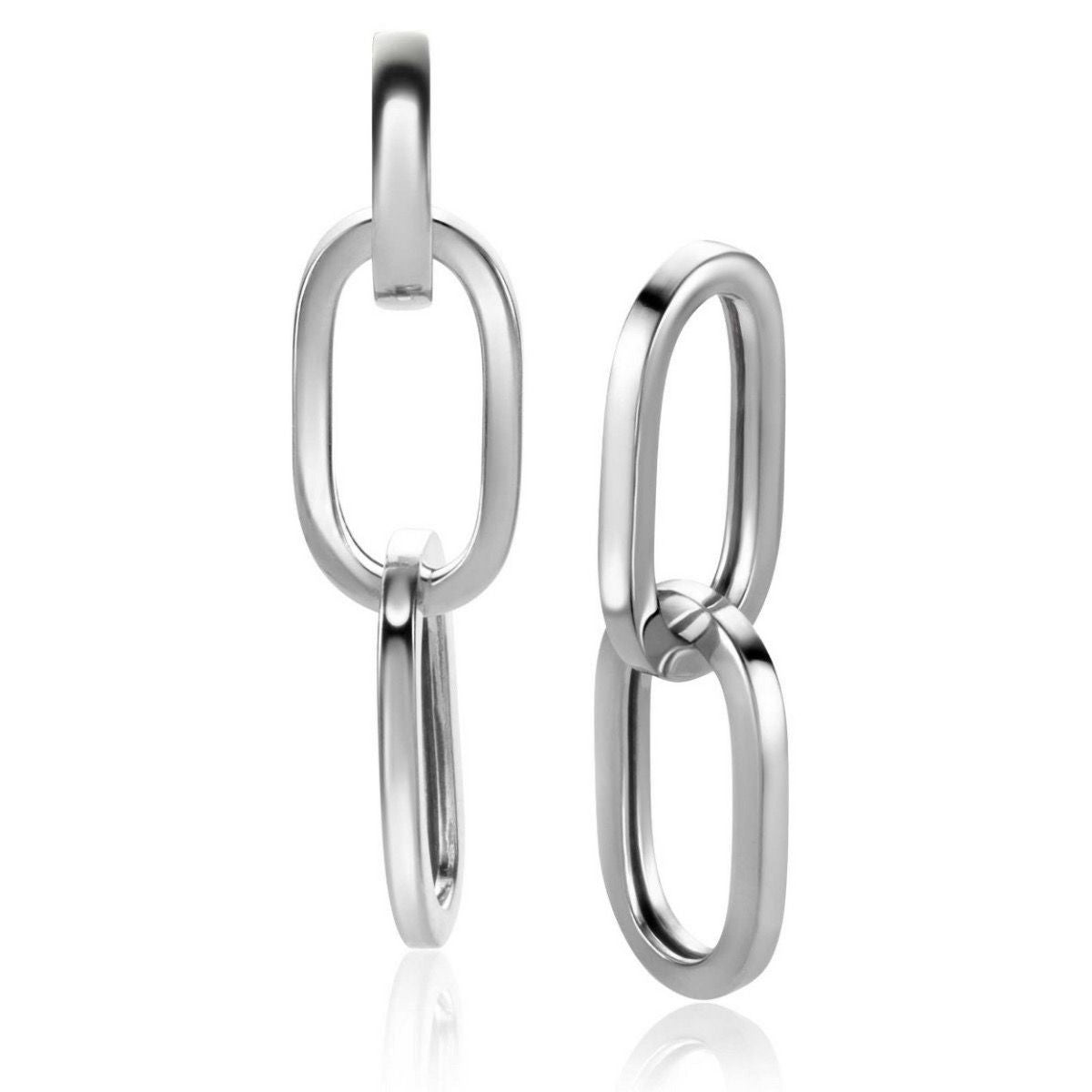 Zinzi zilveren oorbedels twee lange paperclip schakels 37mm ZICH2352 (excl. oorringen), exclusief en kwalitatief hoogwaardig. Ontdek nu!