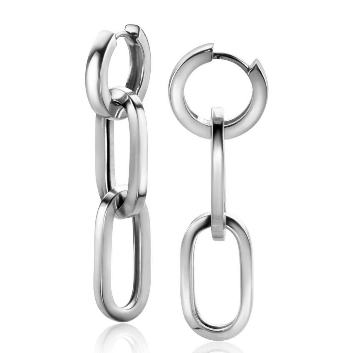 Zinzi zilveren oorbedels twee lange paperclip schakels 37mm ZICH2352 (excl. oorringen), exclusief en kwalitatief hoogwaardig. Ontdek nu!