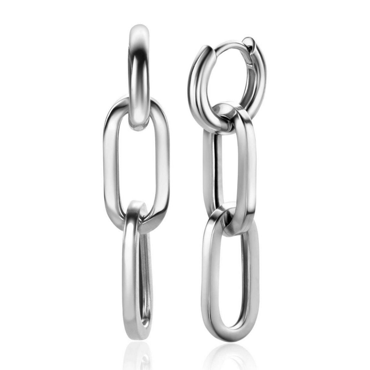 Zinzi zilveren oorbedels twee lange paperclip schakels 37mm ZICH2352 (excl. oorringen), exclusief en kwalitatief hoogwaardig. Ontdek nu!