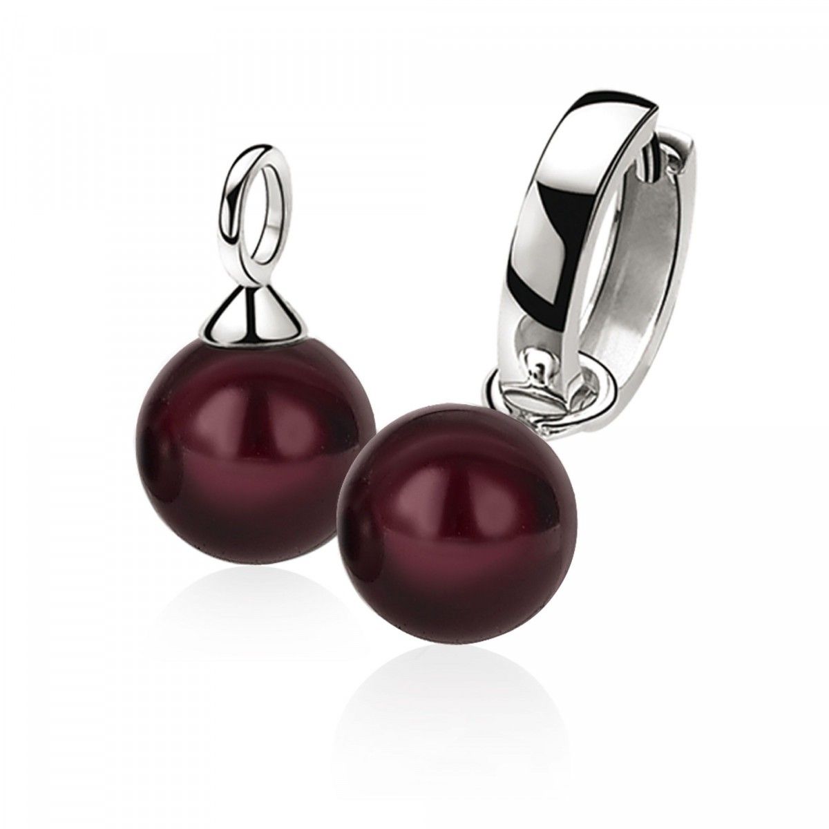 Zinzi zilveren oorbedels parel rond bordeaux rood 10mm ZICH266DR, exclusief en kwalitatief hoogwaardig. Ontdek nu!