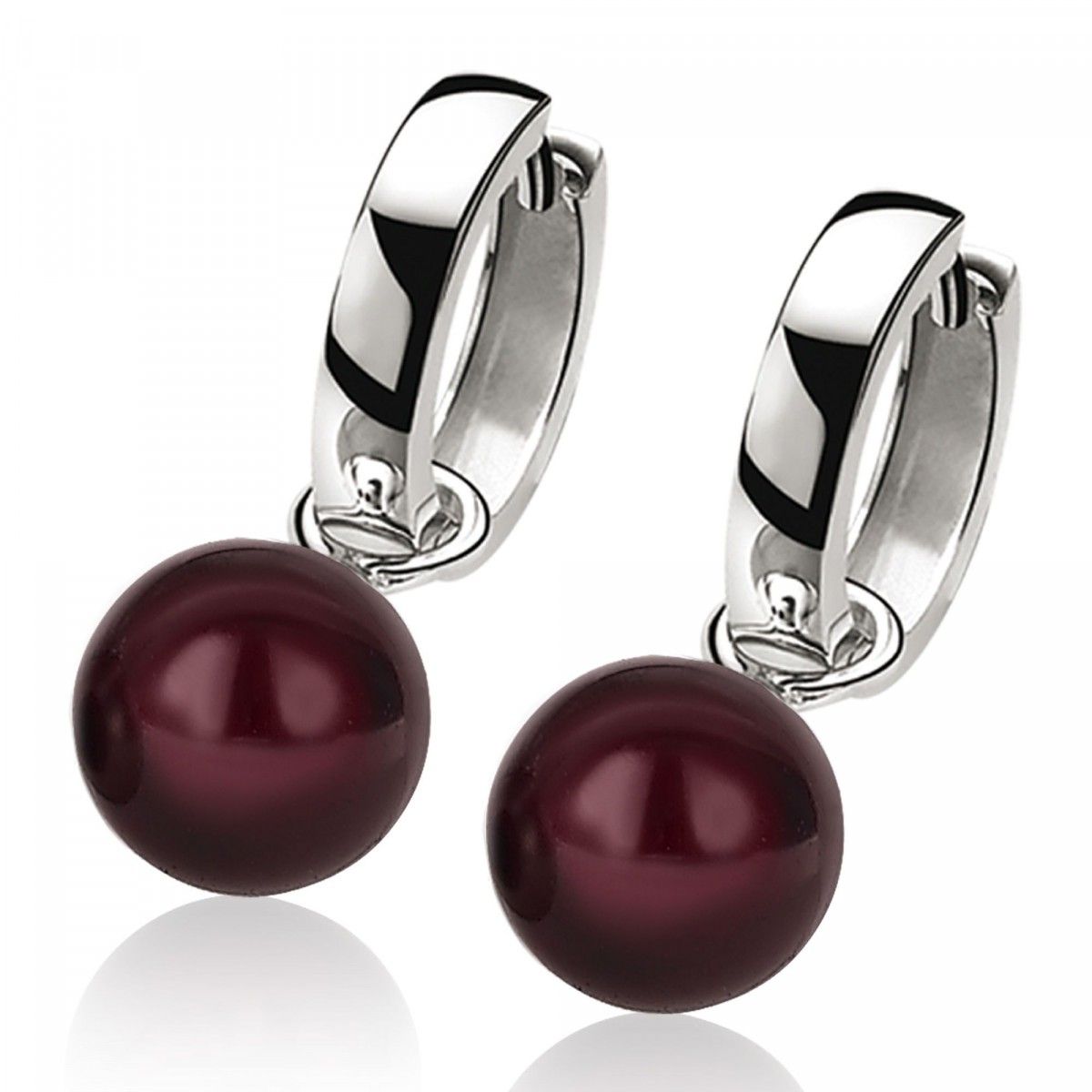 Zinzi zilveren oorbedels parel rond bordeaux rood 10mm ZICH266DR, exclusief en kwalitatief hoogwaardig. Ontdek nu!