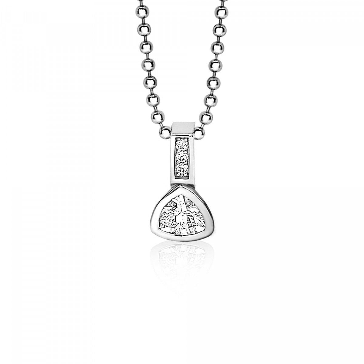 Zinzi zilveren hanger driehoek wit ZIH1663, exclusief en kwalitatief hoogwaardig. Ontdek nu!