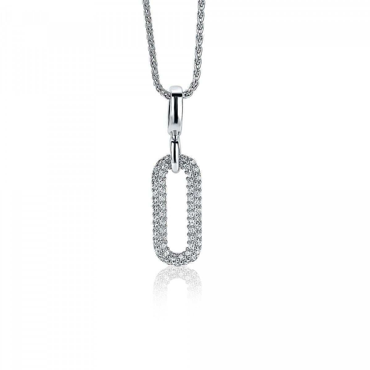 Zinzi zilveren luxe hanger ovaal wit 32mm ZIH1894, exclusief en kwalitatief hoogwaardig. Ontdek nu!