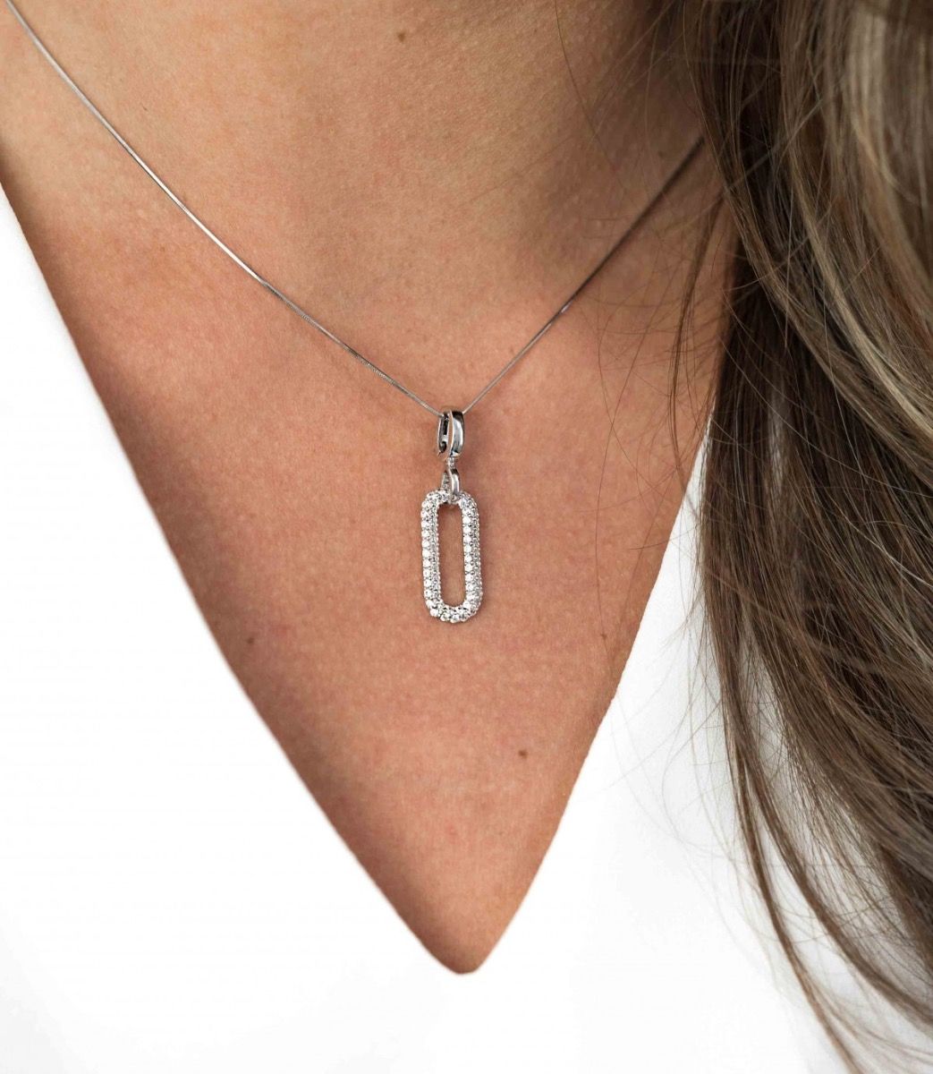 Zinzi zilveren luxe hanger ovaal wit 32mm ZIH1894, exclusief en kwalitatief hoogwaardig. Ontdek nu!