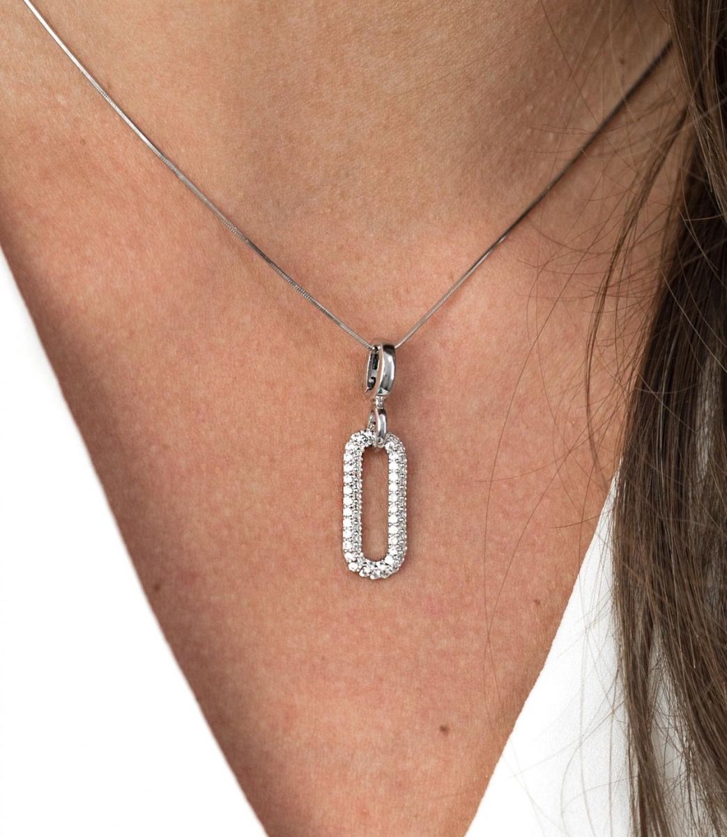 Zinzi zilveren luxe hanger ovaal wit 32mm ZIH1894, exclusief en kwalitatief hoogwaardig. Ontdek nu!