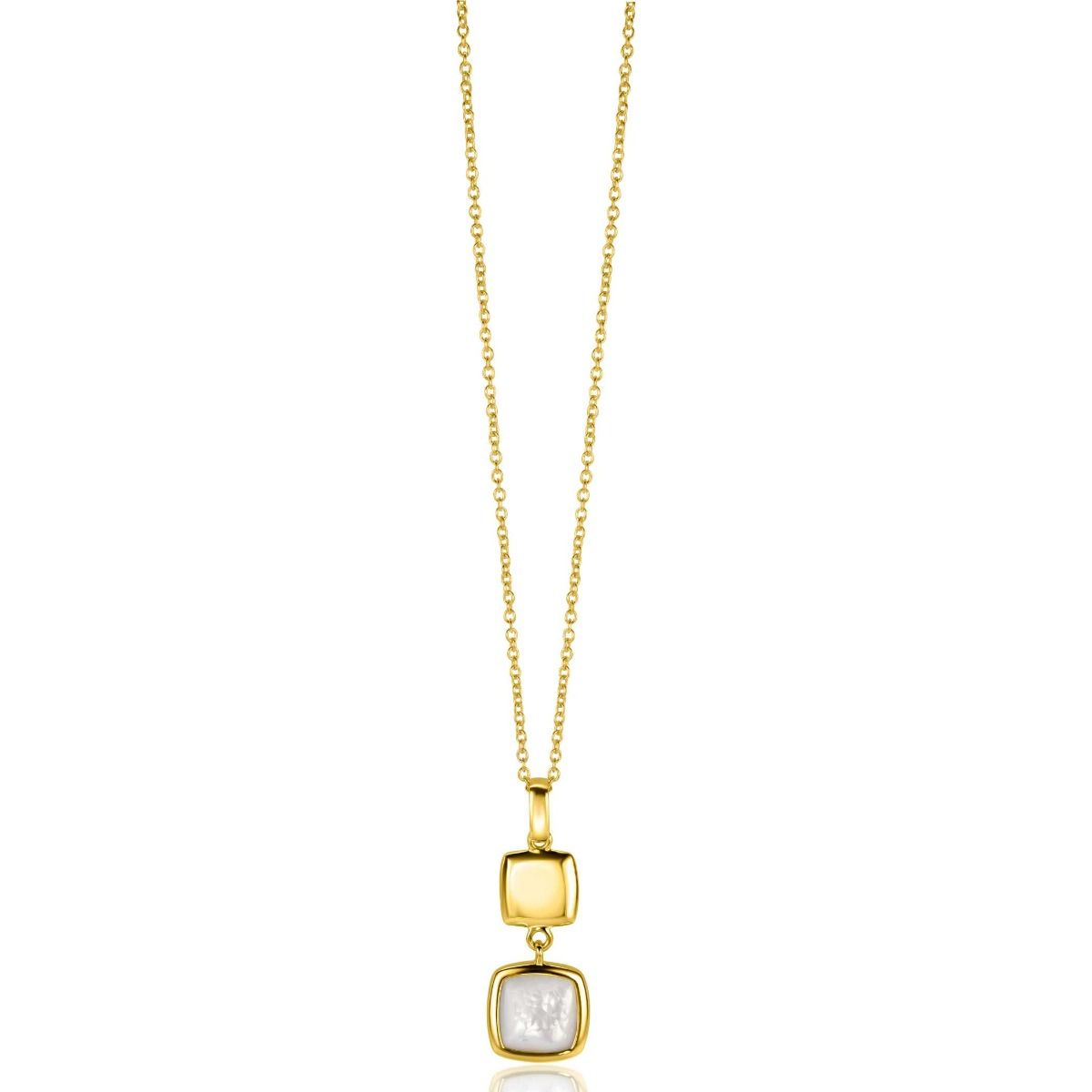 Zinzi zilveren hanger 30mm geel verguld 2-zijdig zwarte onyx en wit parelmoer ZIH2257G, exclusief en kwalitatief hoogwaardig. Ontdek nu!
