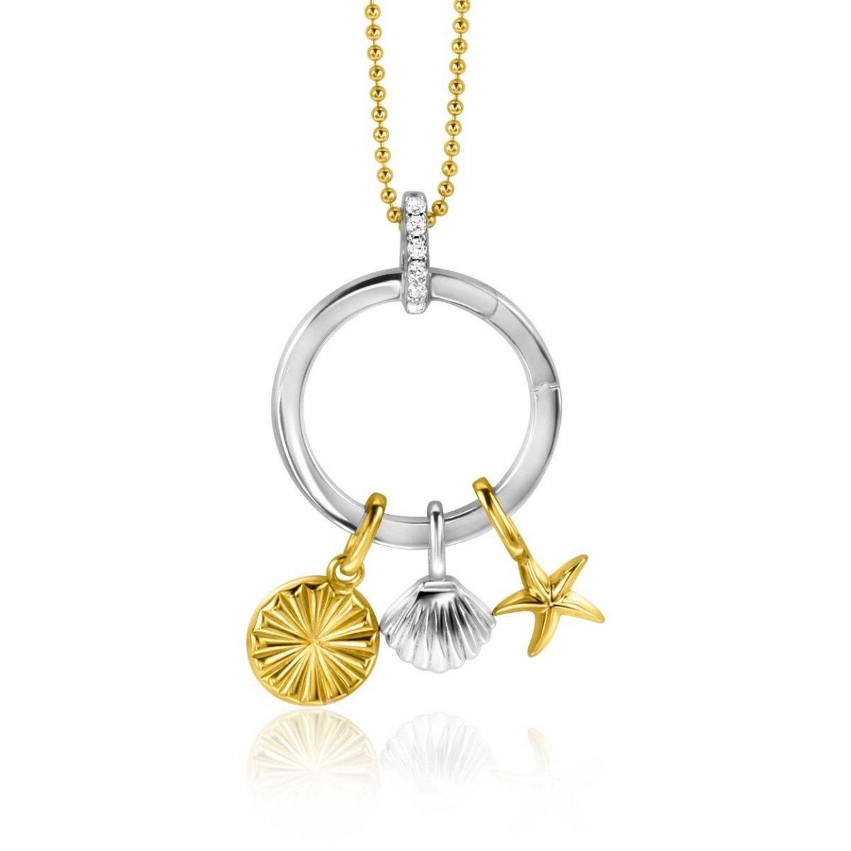 Zinzi gold plated zilveren hanger zonnestralen rond 10mm ZIH2296S, exclusief en kwalitatief hoogwaardig. Ontdek nu!
