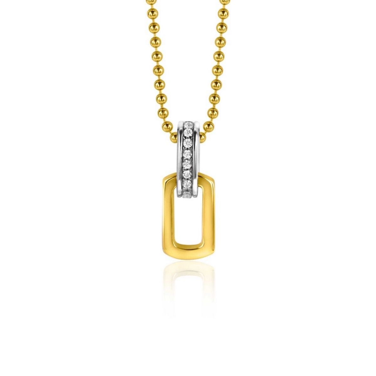 Zinzi gold plated zilveren ovale hanger 16mm met luxe hangoog bezet met witte zirkonia's ZIH2297, exclusief en kwalitatief hoogwaardig. Ontdek nu!