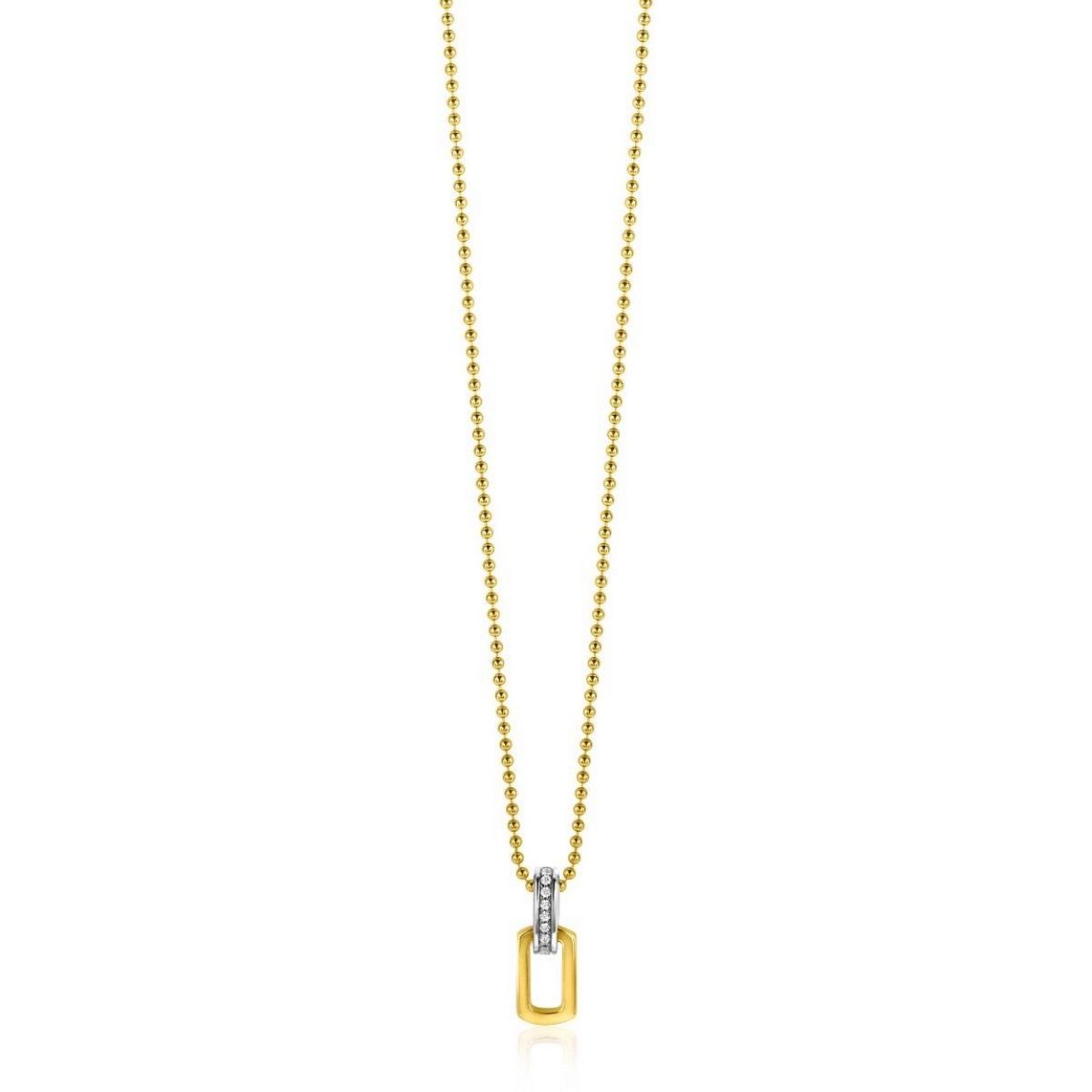 Zinzi gold plated zilveren ovale hanger 16mm met luxe hangoog bezet met witte zirkonia's ZIH2297, exclusief en kwalitatief hoogwaardig. Ontdek nu!