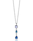 Zinzi zilveren langwerpige hanger 36mm met 3 verschillende tinten blauwe kleurstenen ZIH2397, exclusief en kwalitatief hoogwaardig. Ontdek nu!