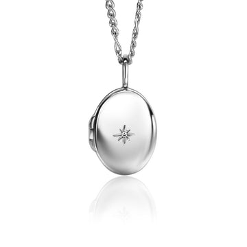 ZINZI zilveren medaillon ovaal glanzend bezet met witte zirconia ZIH2424 (exclusief ketting geprijsd)