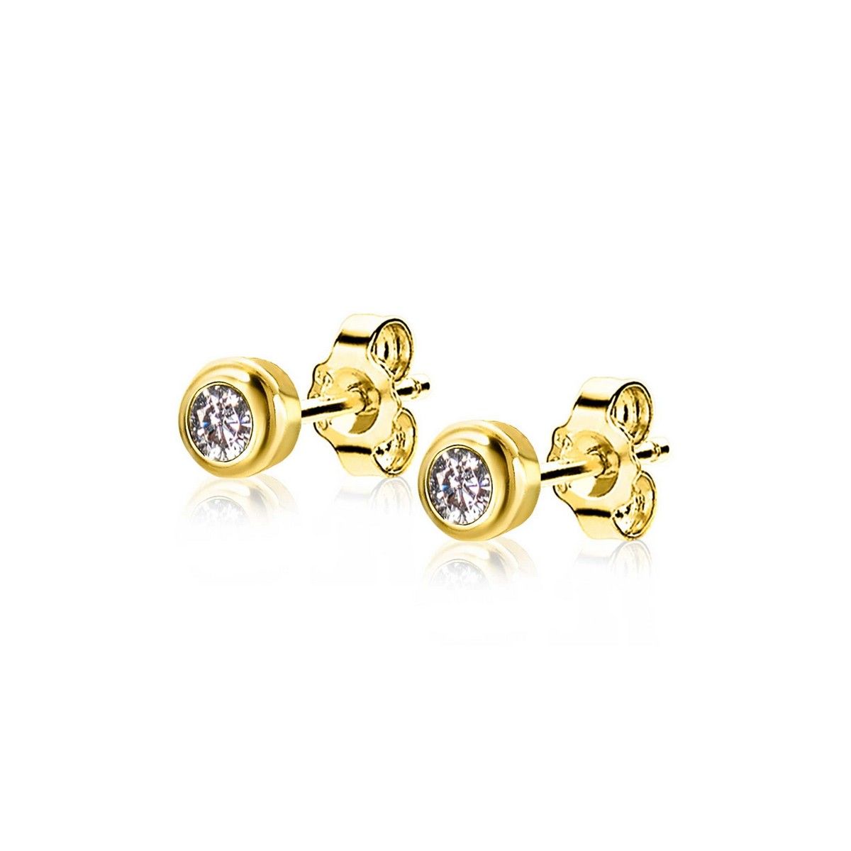 Zinzi's "April Sparkle" - Oorknoppen 4mm Gold Plated met Geboortesteen Diamant Wit Zirconia ZIO-APR, exclusief en kwalitatief hoogwaardig. Ontdek nu!