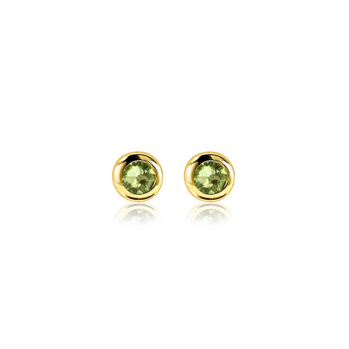 Zinzi's "August Greenery" - Oorknoppen 4mm Gold Plated met Geboortesteen Groen Peridoot Zirconia ZIO-AUG, exclusief en kwalitatief hoogwaardig. Ontdek nu!