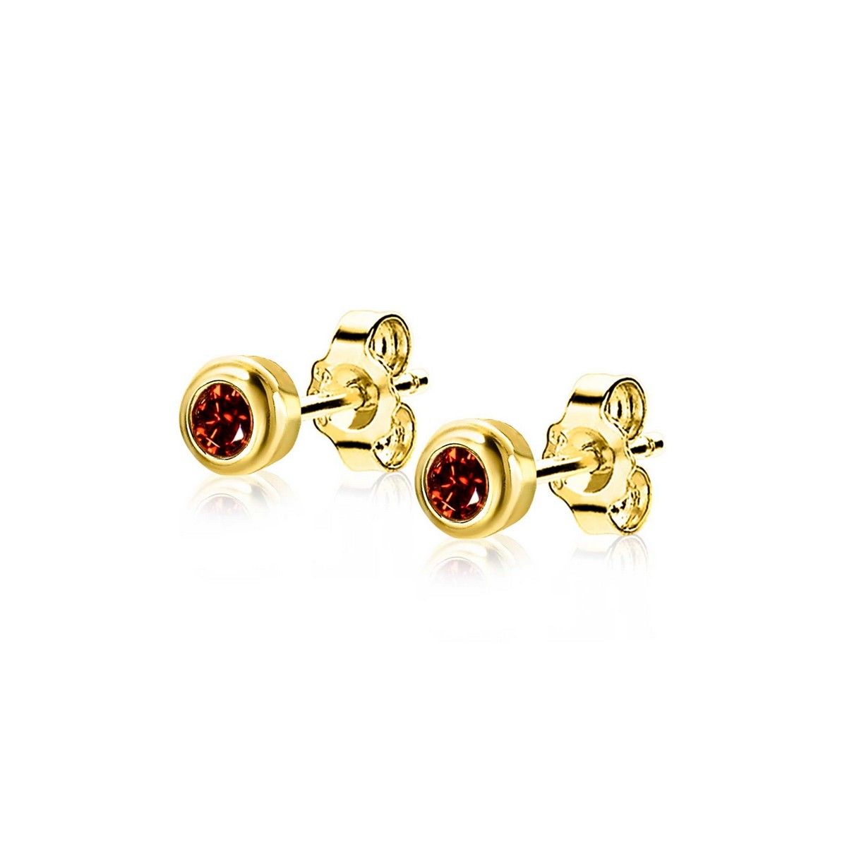 Zinzi's "Garnet Glam" - Oorknoppen 4mm Gold Plated met Geboortesteen Rood Granaat Zirconia ZIO-JAN, exclusief en kwalitatief hoogwaardig. Ontdek nu!