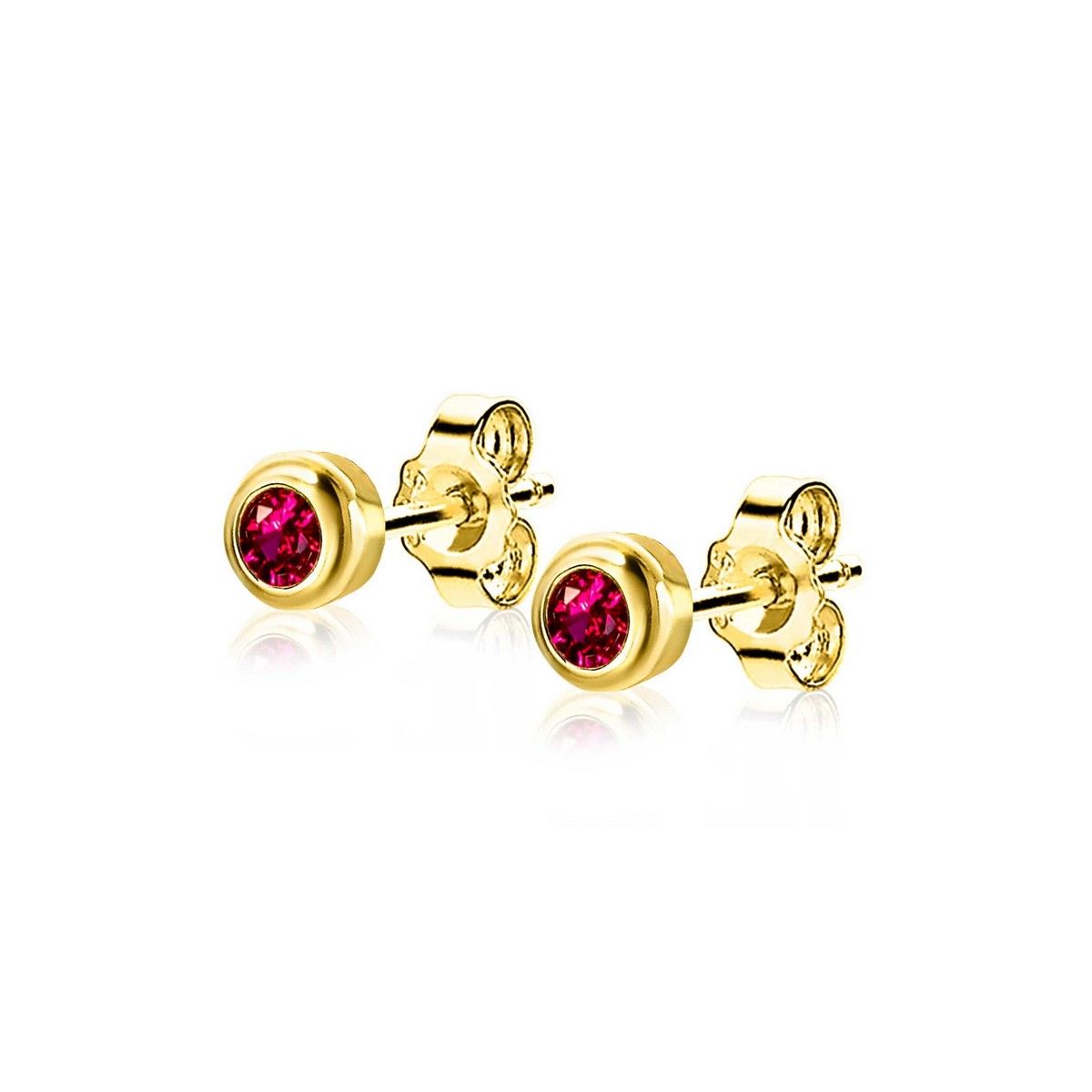 Zinzi's "Ruby Radiance" - Oorknoppen 4mm Gold Plated met Geboortesteen Rood Robijn Zirconia ZIO-JUL, exclusief en kwalitatief hoogwaardig. Ontdek nu!