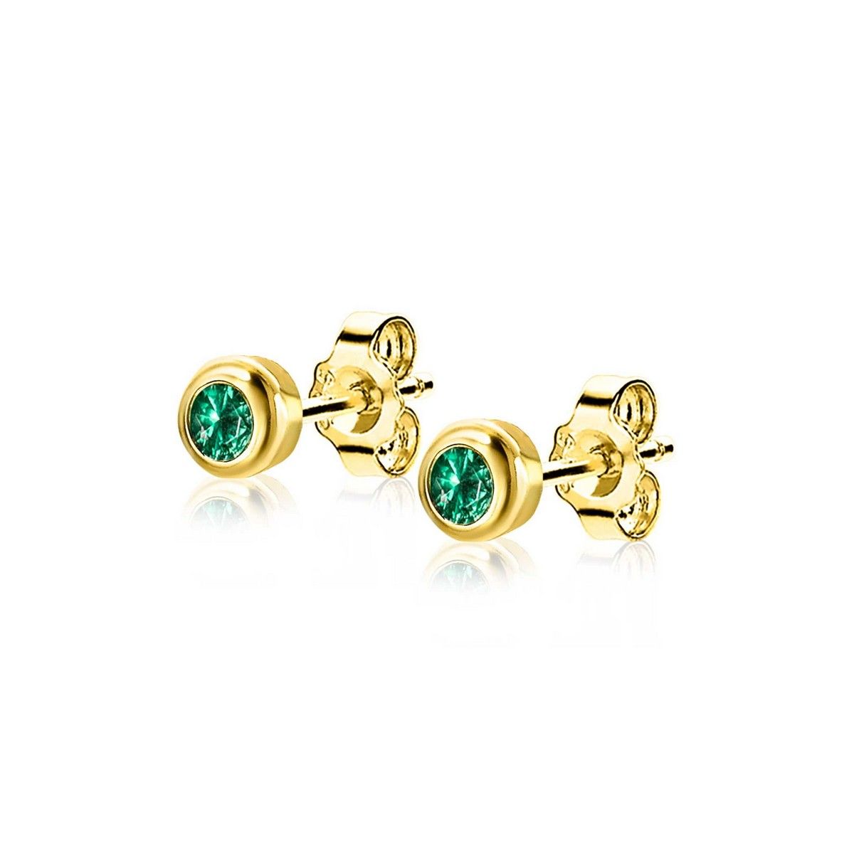 Zinzi's "Emerald Envy" - Gold Plated Zilveren Oorknopjes Birthstone met Smaragd Kleursteen ZIO-MEI, exclusief en kwalitatief hoogwaardig. Ontdek nu!