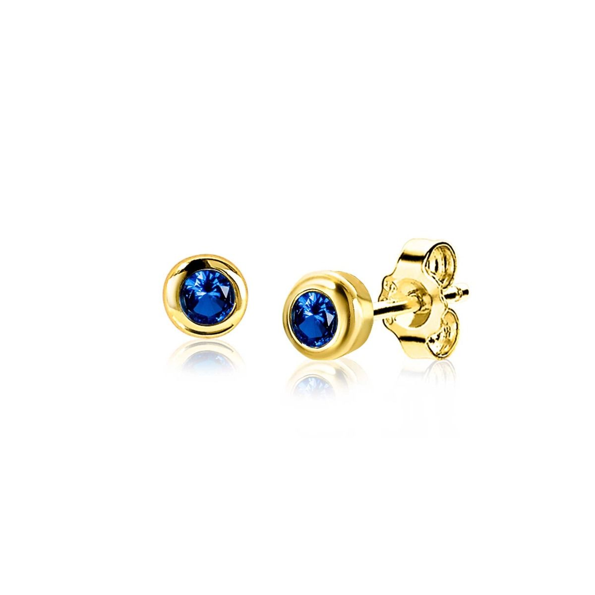 Zinzi's "Sapphire Sparkle" - 4mm Gold Plated Oorknoppen met Geboortesteen Blauw Saffier Zirconia ZIO-SEP, exclusief en kwalitatief hoogwaardig. Ontdek nu!