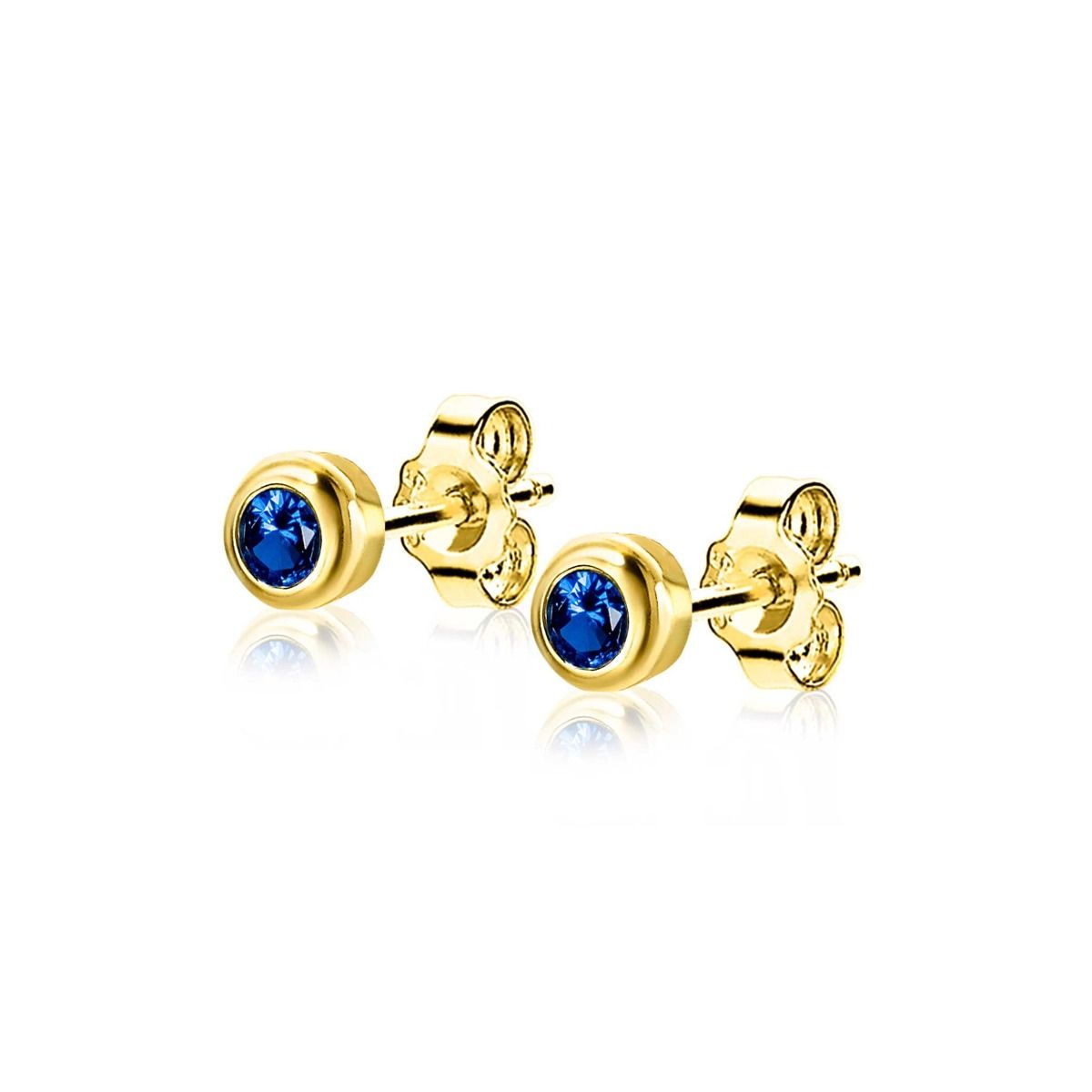 Zinzi's "Sapphire Sparkle" - 4mm Gold Plated Oorknoppen met Geboortesteen Blauw Saffier Zirconia ZIO-SEP, exclusief en kwalitatief hoogwaardig. Ontdek nu!