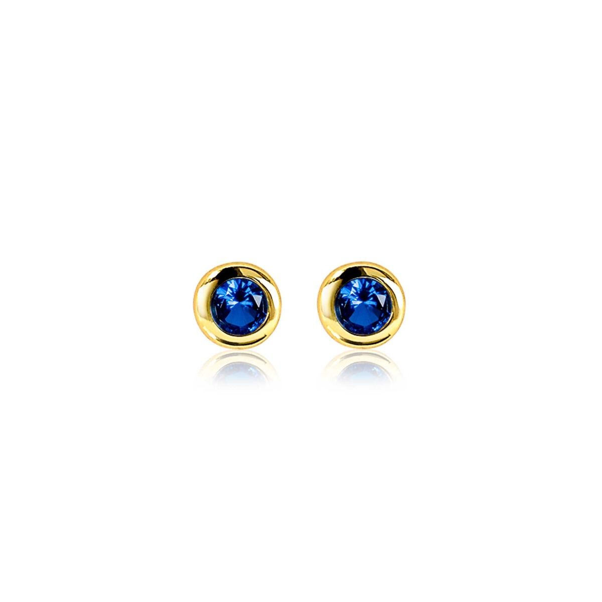 Zinzi's "Sapphire Sparkle" - 4mm Gold Plated Oorknoppen met Geboortesteen Blauw Saffier Zirconia ZIO-SEP, exclusief en kwalitatief hoogwaardig. Ontdek nu!