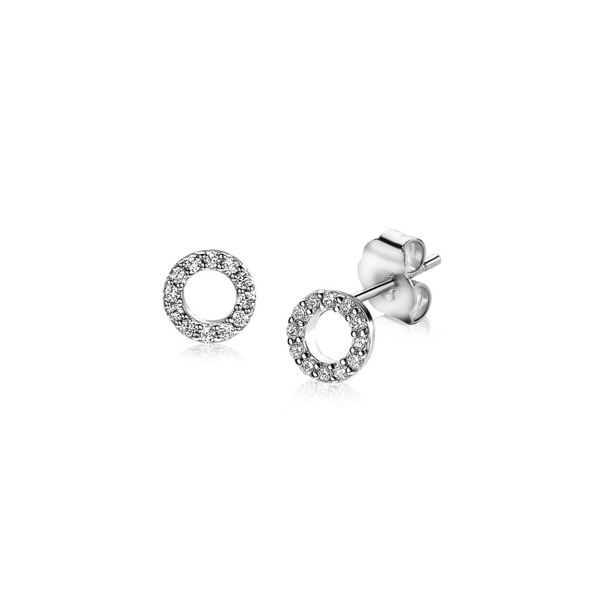 Zinzi zilveren oorknoppen open rond wit 6,5mm ZIO1063, exclusief en kwalitatief hoogwaardig. Ontdek nu!