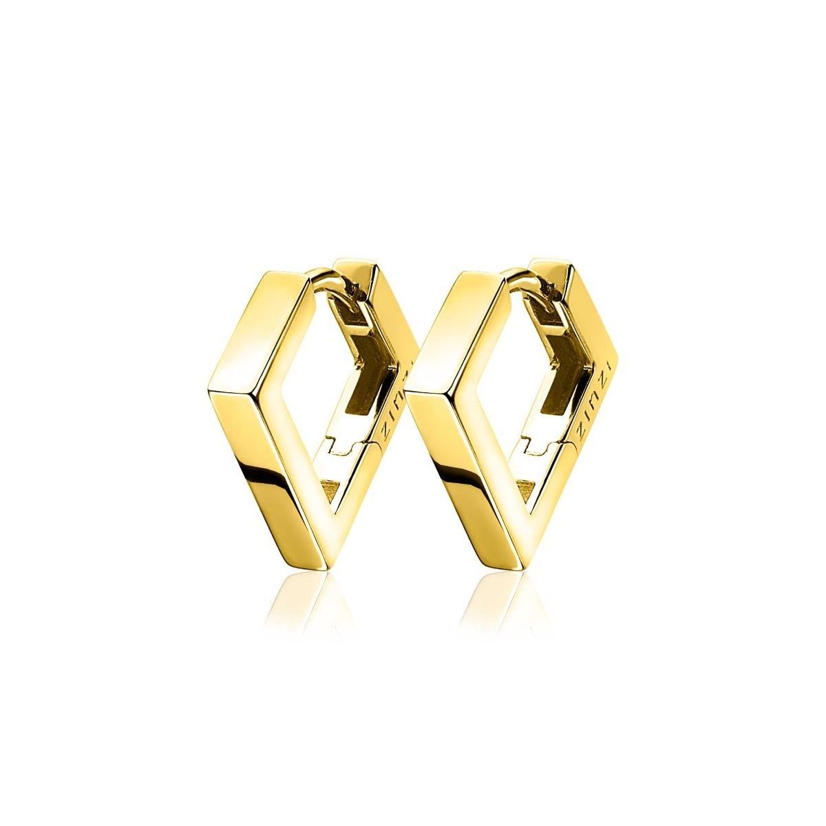 Zinzi gold plated zilveren luxe oorringen vierkante buis driehoekvorm 18x2,5mm ZIO1684G, exclusief en kwalitatief hoogwaardig. Ontdek nu!