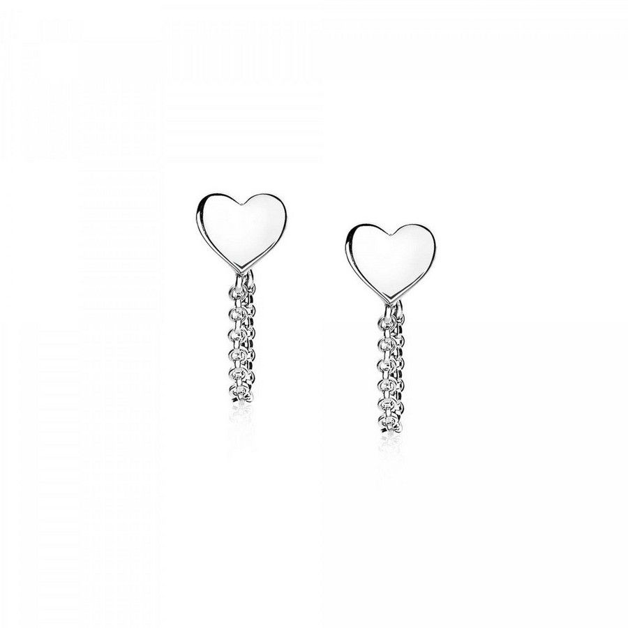 Zinzi zilveren oorknoppen met ketting hart ZIO1686, exclusief en kwalitatief hoogwaardig. Ontdek nu!