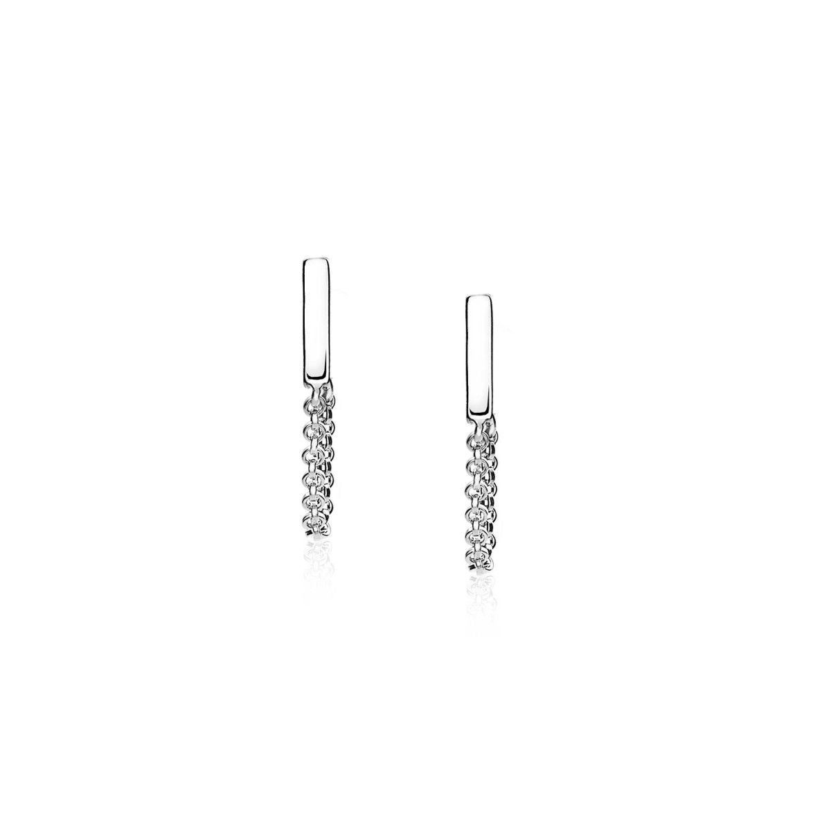 Zinzi zilveren oorknoppen met ketting staaf ZIO1688, exclusief en kwalitatief hoogwaardig. Ontdek nu!