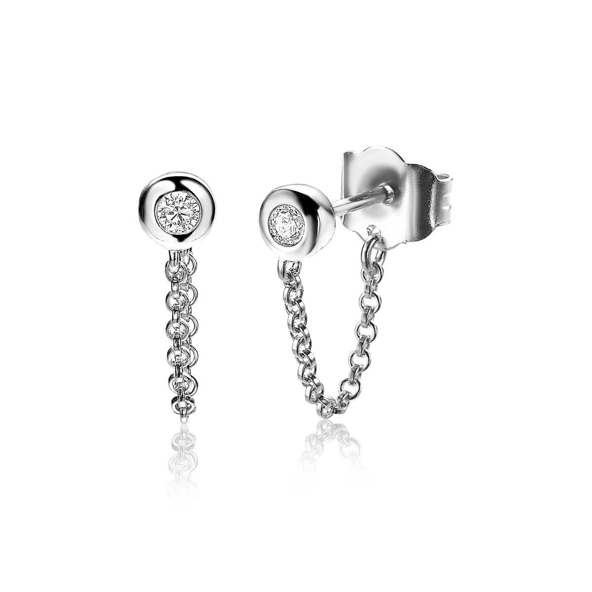 Zinzi zilveren oorknoppen met ketting rond wit ZIO1773, exclusief en kwalitatief hoogwaardig. Ontdek nu!