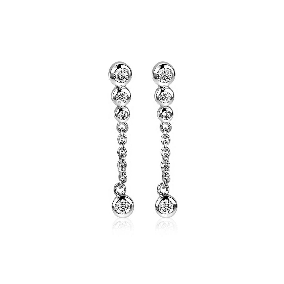 Zinzi zilveren oorsieraden 25mm witte zirkonia&#39;s aan schakelkettinkje ZIO1962, exclusief en kwalitatief hoogwaardig. Ontdek nu!