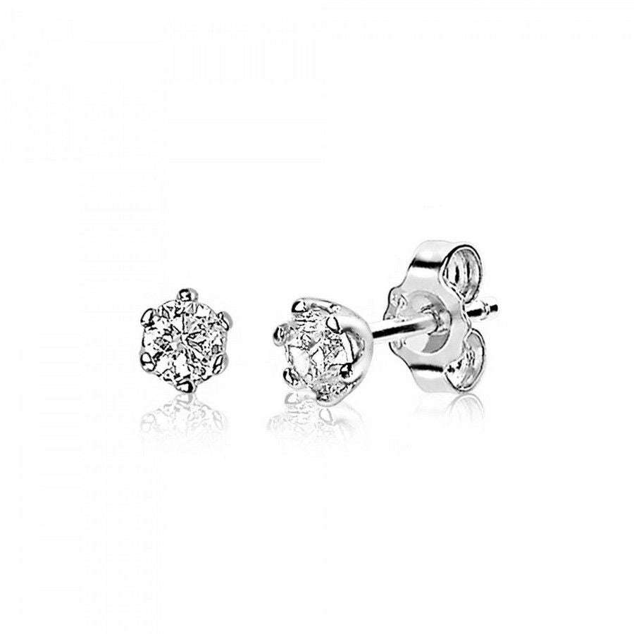 Zinzi zilveren oorknoppen 4,5mm zirconia wit chatonzetting ZIO1984, exclusief en kwalitatief hoogwaardig. Ontdek nu!