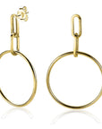 Zinzi zilveren oorhangers 14K geel verguld 45mm ronde cirkel 28mm ZIO2163G, exclusief en kwalitatief hoogwaardig. Ontdek nu!