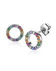 Zinzi's "Rainbow Delight" - Zilveren Oorknopjes 8mm Open Rondje met Regenboog Kleurstenen ZIO2170Z, exclusief en kwalitatief hoogwaardig. Ontdek nu!