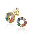 Zinzi zilveren oorknoppen 14K geel verguld 10mm bezet regenboog ZIO2172, exclusief en kwalitatief hoogwaardig. Ontdek nu!